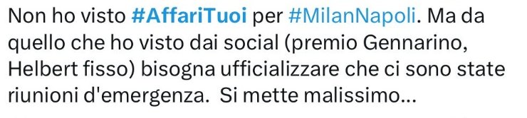 tweet su affari tuoi di un utente su x