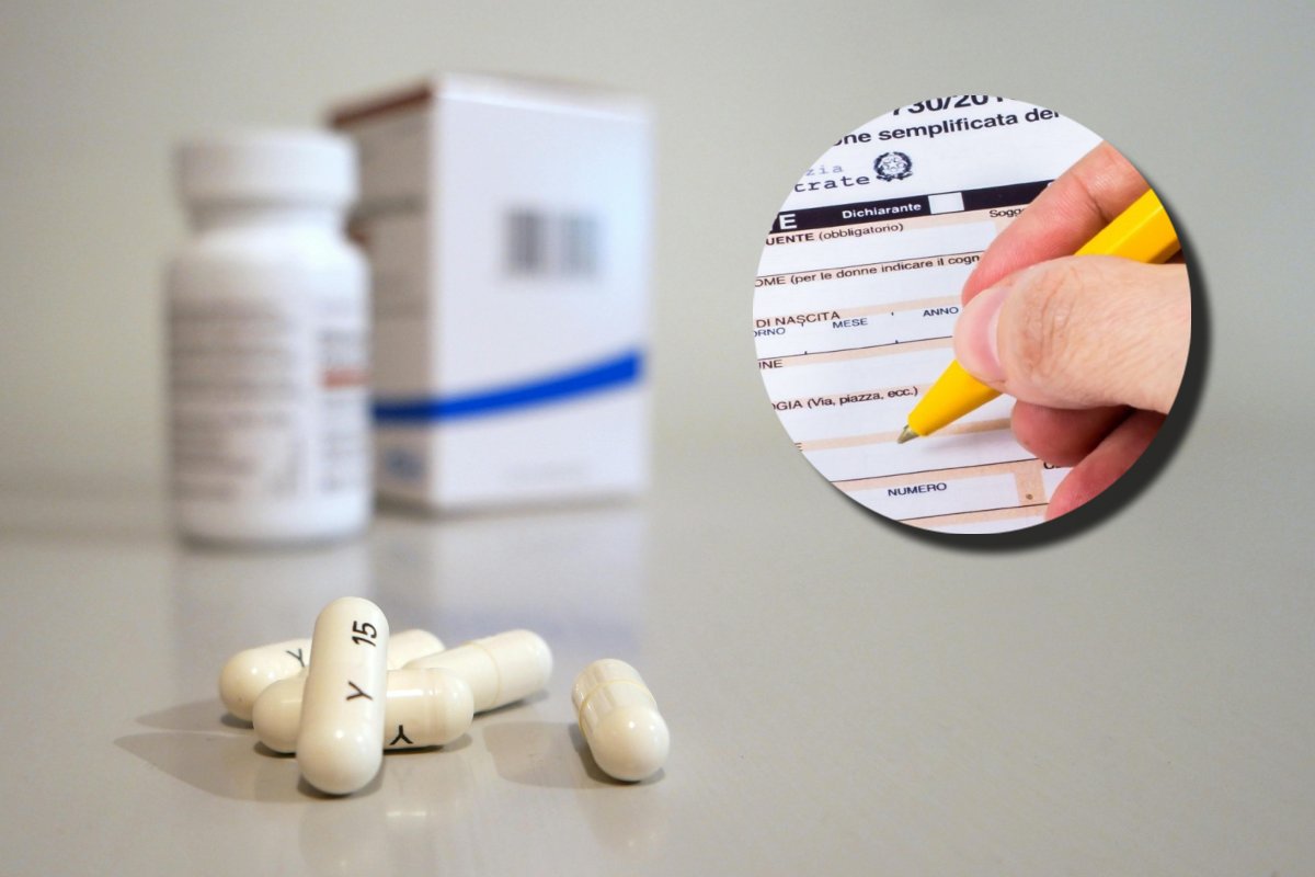 Dei farmaci in scatola e in pillole e, in evidenza, un modello 730 da compilare