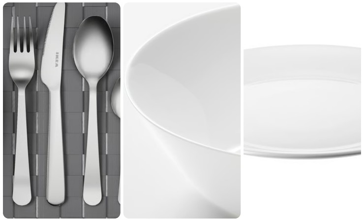 posate, ciotola, piatto di ikea 