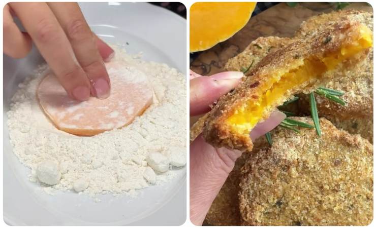 zucca nella farina e zucca cotta