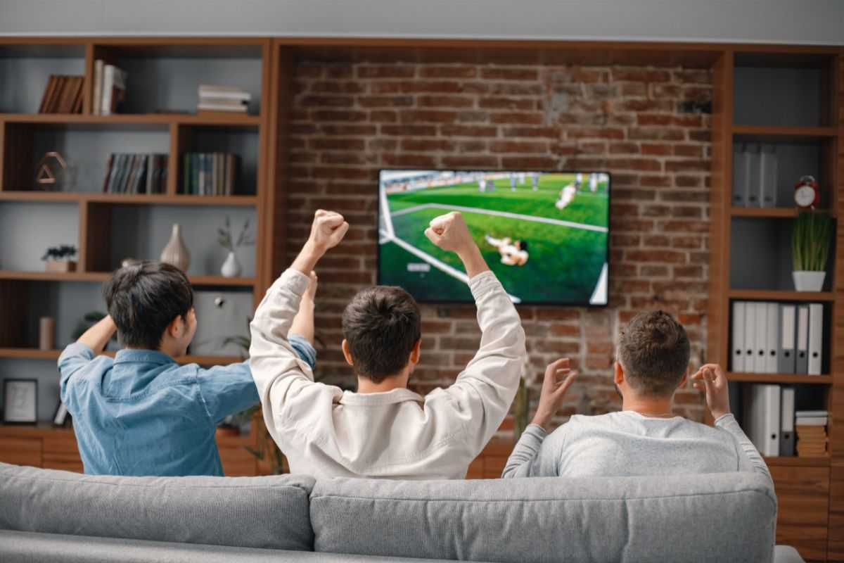 Uomini guardano la partita