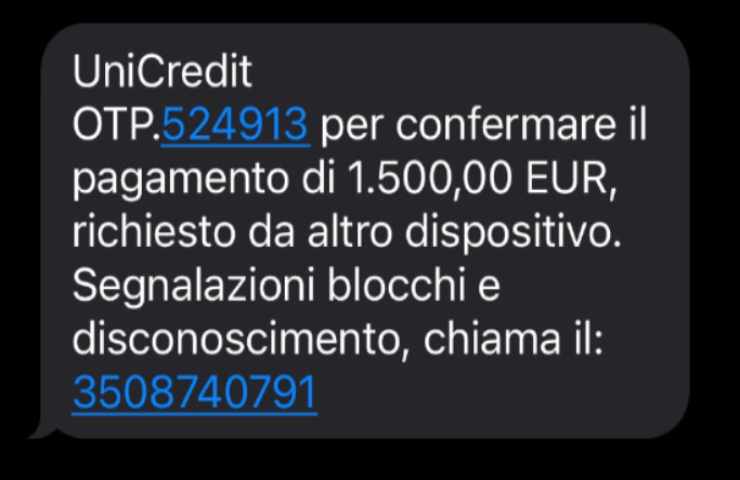 Messaggio Unicredit