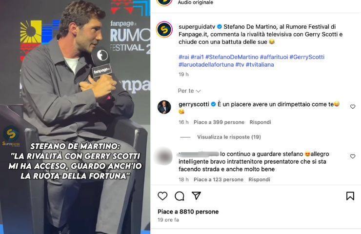 post Instagram con commento di Gerry Scotti