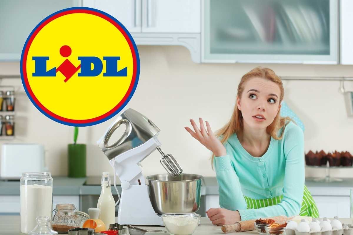 donna in cucina con robot e logo LIDL