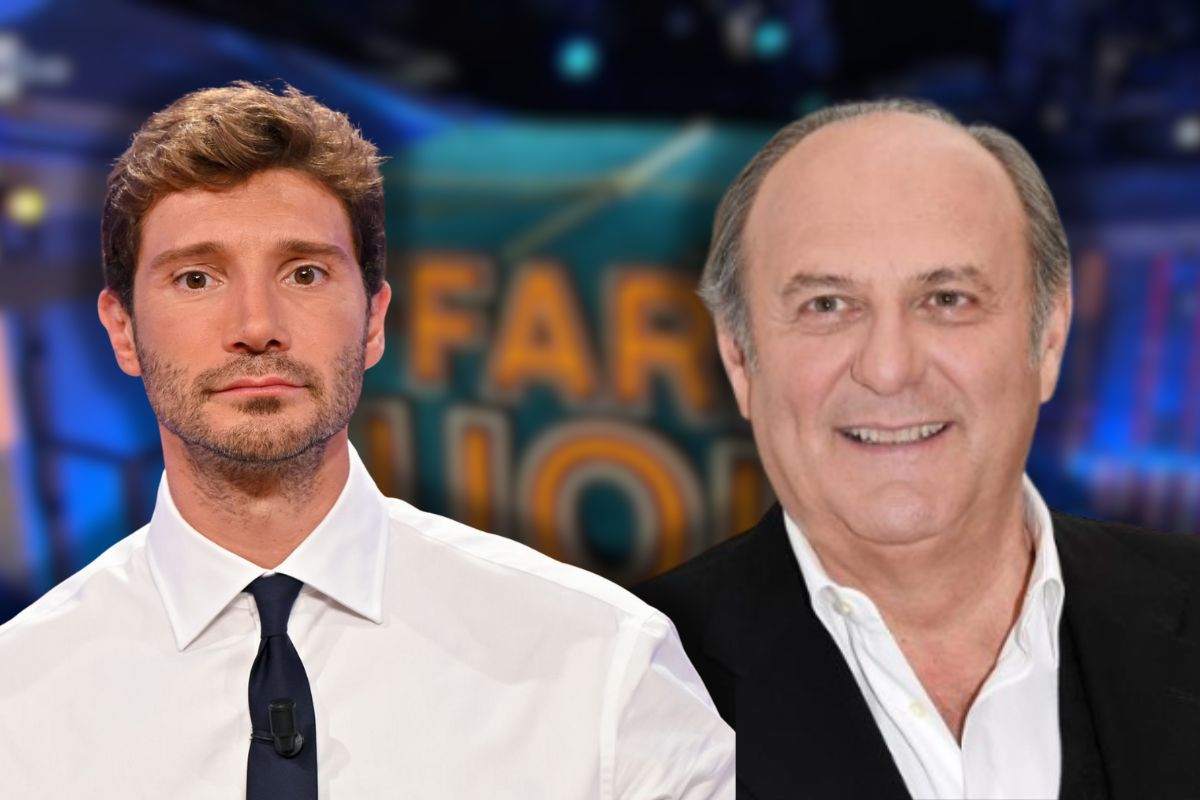 logo affari tuoi, stefano de martino e gerry scotti